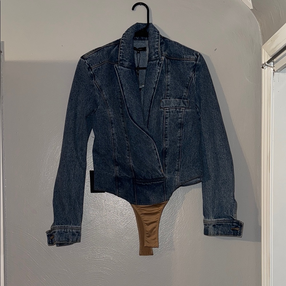 Denim Jacket with Brown Accent